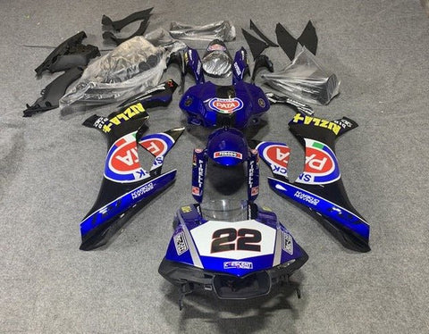 Yamaha YZF- R1 Fairings (2015-2019) Blue, Black Pata at KingsMotorcycleFairings.com