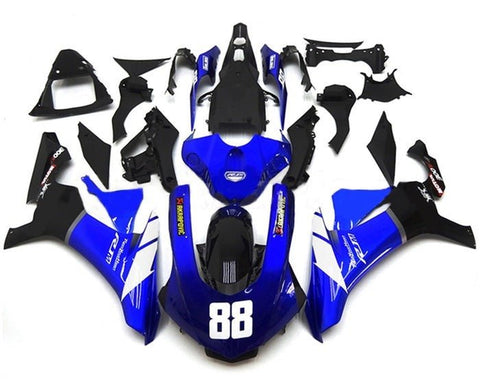 Yamaha YZF- R1 Fairings (2015-2019) Blue, Black White Akropovic at KingsMotorcycleFairings.com