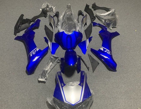 Yamaha R1 Fairings (2015-2019) Blue, Silver at KingsMotorcycleFairings.com