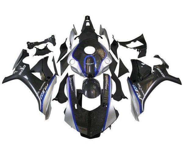 Yamaha R1 Fairings (2015-2019) Faux Carbon Fiber, Silver, Blue R1M at KingsMotorcycleFairings.com