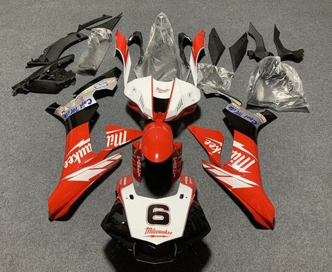 Yamaha R1 Fairings (2015-2019) Red, White, Milwaukee at KingsMotorcycleFairings.com