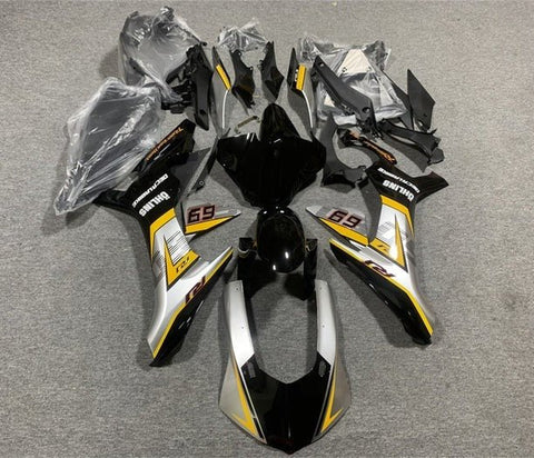 Yamaha R1 Fairings (2015-2019) Silver, Black, Yellow #69 at KingsMotorcycleFairings.com