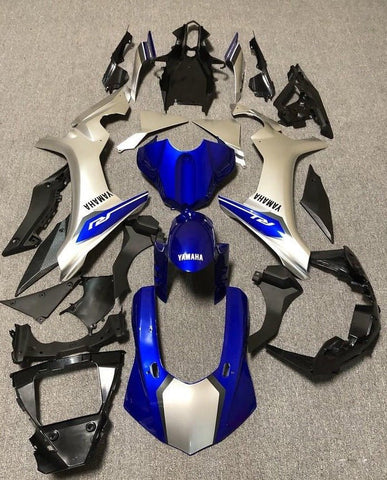 Yamaha R1 Fairings (2015-2019) Silver, Blue at KingsMotorcycleFairings.com