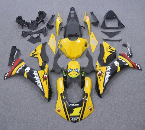 Yamaha R1 Fairings (2015-2019) Yellow, Black Shark at KingsMotorcycleFairings.com