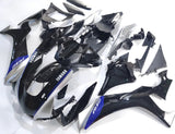 Yamaha R1M Fairings (2020-2024) Black, Silver, Blue Stripe at KingsMotorcycleFairings.com