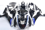 Yamaha R1 Fairings (2020-2024) Black, Silver, Blue Stripe at KingsMotorcycleFairings.com