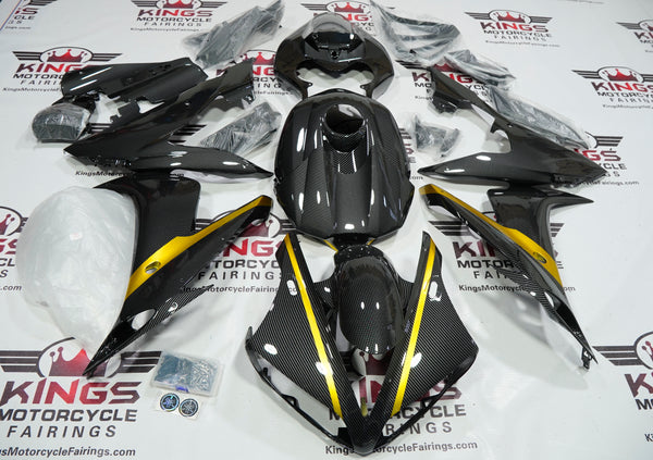 Yamaha YZF-R1 (2004-2006) Faux Carbon Fiber & Gold Fairings at KingsMotorcycleFairings.com