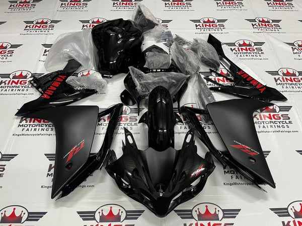 Yamaha YZF-R1 (2007-2008) Black, Matte Black & Red Fairings at KingsMotorcycleFairings.com