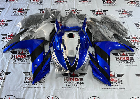 Yamaha YZF-R3 (2015-2018) Blue, White & Black Fairings at KingsMotorcycleFairings.com 