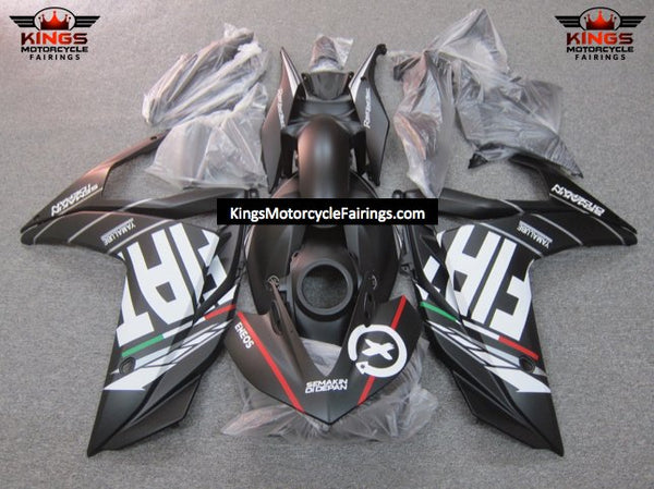 Yamaha YZF-R3 (2015-2018) Matte Black, White FIAT Fairings at KingsMotorcycleFairings.com