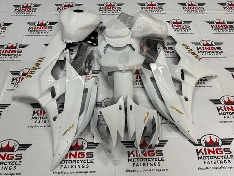 Yamaha R6 Fairings (2006-2007) Gloss White, Gold at KingsMotorcycleFairings.com