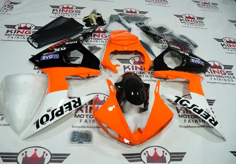 Yamaha YZF-R6 (2005) Orange, White & Black Repsol Fairings at KingsMotorcycleFairings.com