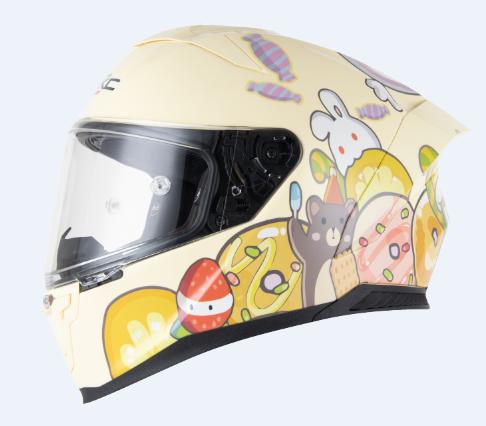 Yellow Cartoon Candy & Animals Motorcycle Helmet at KingsMotorcycleFairings.com