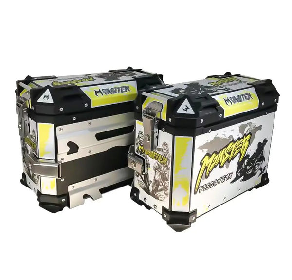 Yellow Monster 38L Aluminum Motocycle Storage Side Boxes at KingsMotorcycleFairings.com