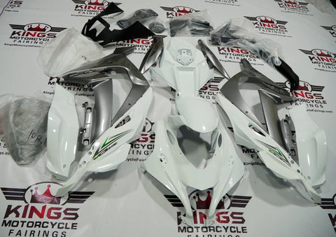 Fairing Kit for a Kawasaki Ninja ZX10R (2016-2020) Pearl White, Silver, Black & Green at KingsMotorcycleFairings.com