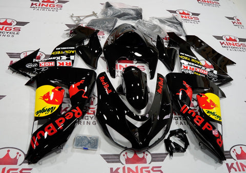 Fairing kit for a Kawasaki Ninja ZX10R (2006-2007) Black, Red & Yellow RedBull at KingsMotorcycleFairings.com