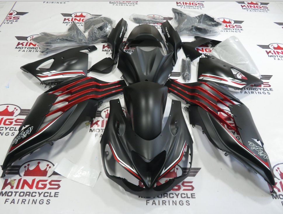 Fairing kit for a Kawasaki Ninja ZX14R (2012-2021) Matte Black, Red &