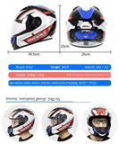 The White, Black, Red & Blue HNJ Full-Face Motorcycle Helmet is brought to you by Kings Motorcycle Fairings