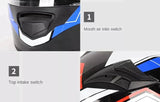 The White, Black, Red & Blue HNJ Full-Face Motorcycle Helmet is brought to you by Kings Motorcycle Fairings