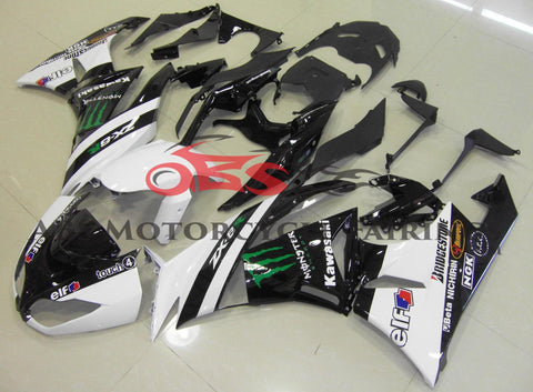 Kawasaki Ninja ZX6R 636 (2009-2012) White & Black Monster Energy Fairings at KingsMotorcycleFairings.com