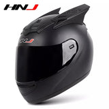 The Matte Black HNJ Full-Face Motorcycle Helmet with Horns is brought to you by Kings Motorcycle Fairings