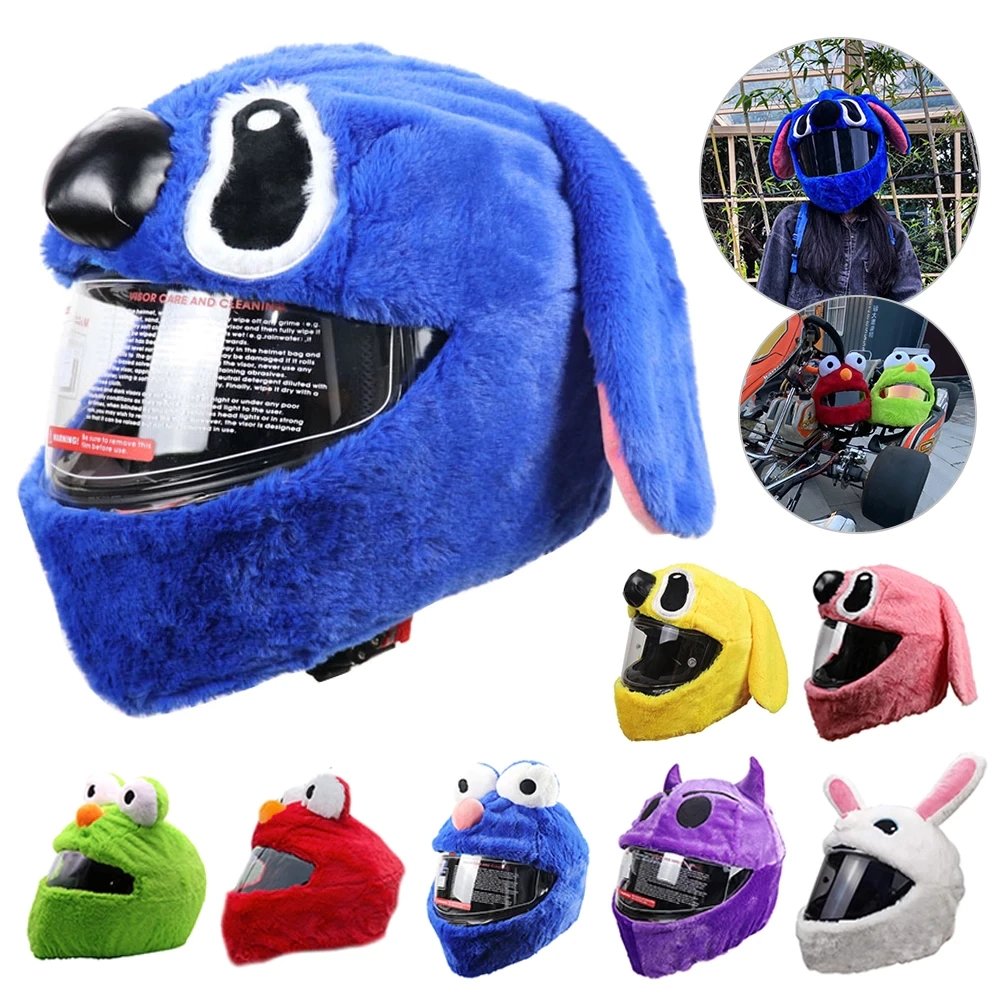 Blue Elmo Frog Cartoon Motorcycle Helmet Cover