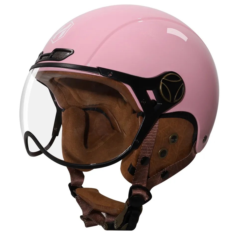 Pink Half Face Retro Space Motorcycle Helmet