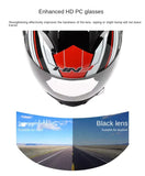 The White, Black, Red & Blue HNJ Full-Face Motorcycle Helmet is brought to you by Kings Motorcycle Fairings