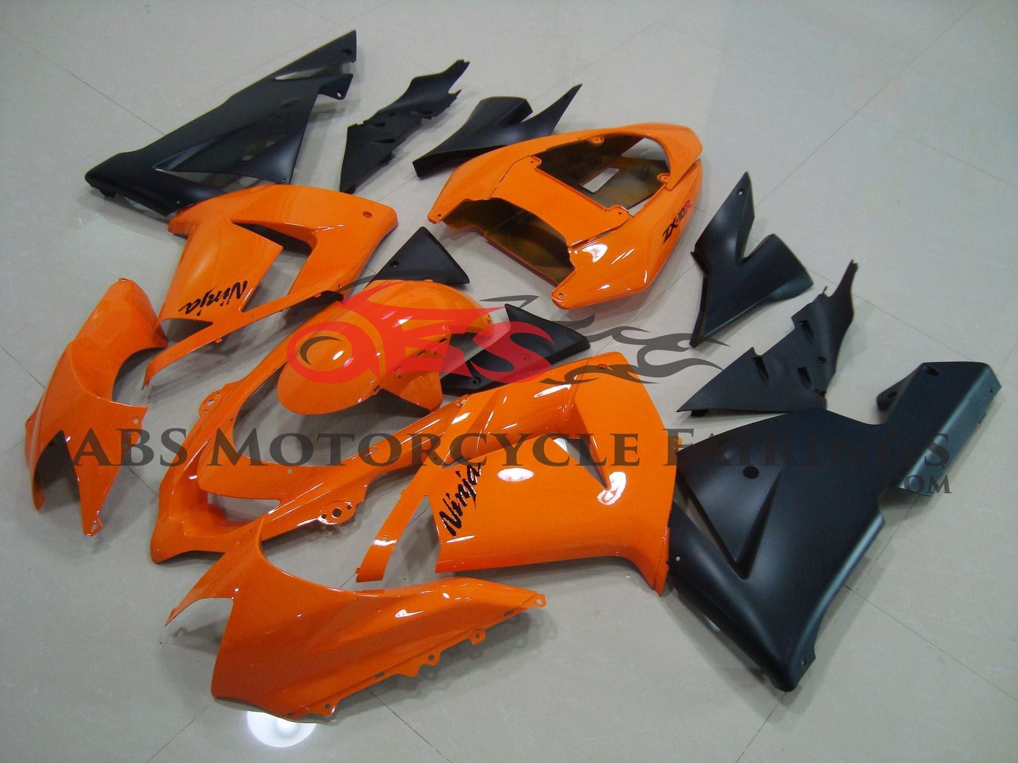 Kawasaki ZX10R (2004-2005) Orange & Black Motorcycle Fairings