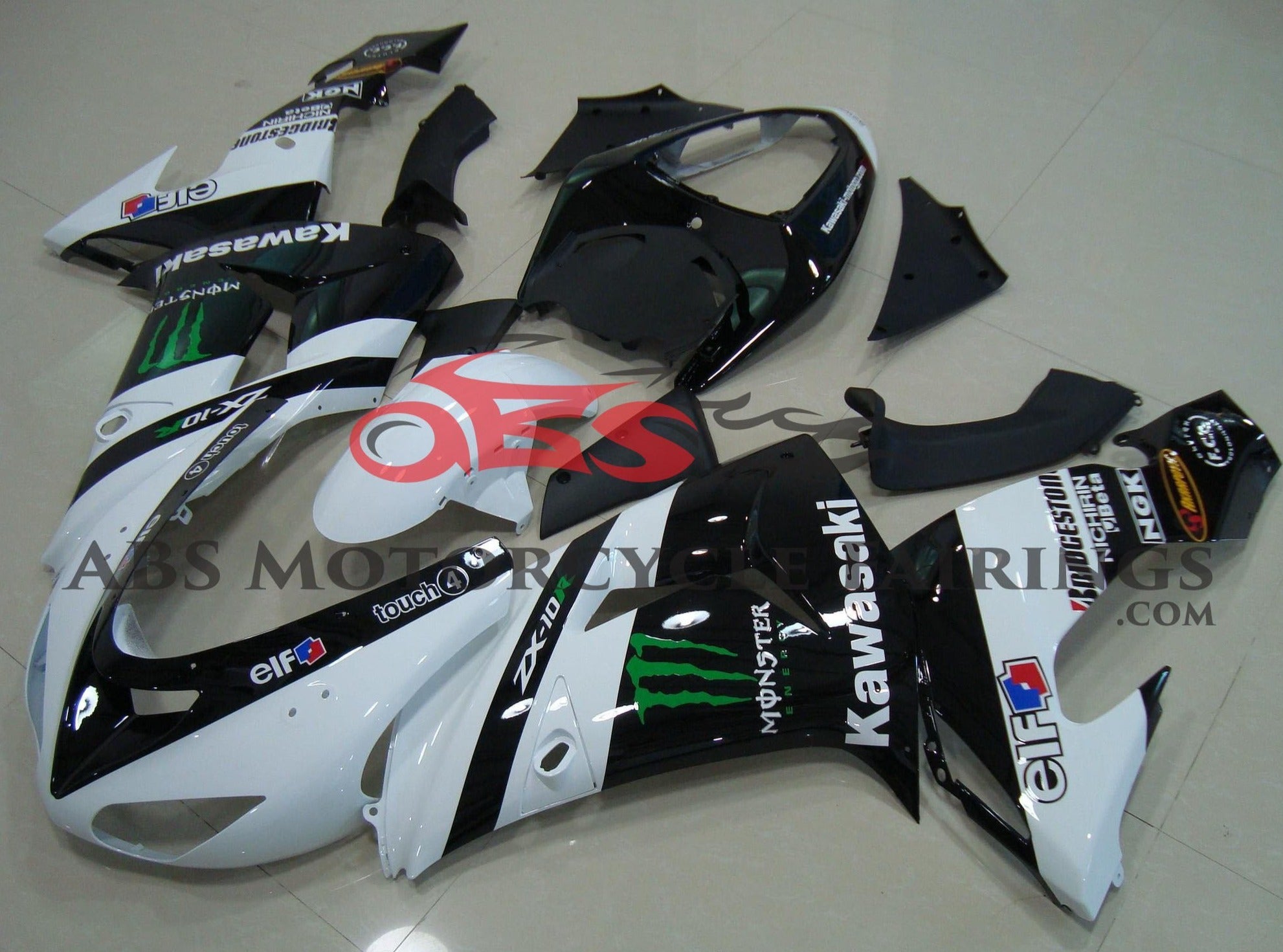 Fairing kit for a Kawasaki ZX10R (2006-2007) White & Black